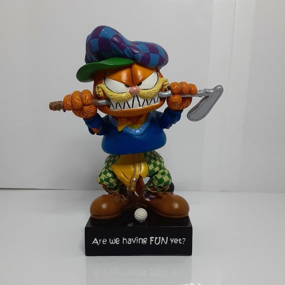 Garfield Golf Bobble Head Figure 'Are We Having Fun Yet?' Vintage #2390 Westland - Picture 1 of 3